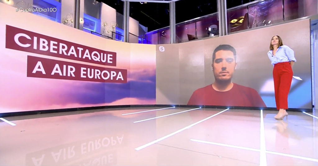 Entrevista a Nacho Alonso en el programa cuatro al día sobre un nuevo ciberataque a Air Europa
